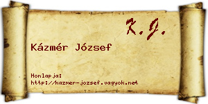 Kázmér József névjegykártya